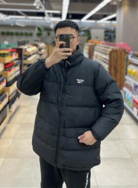 锐步REEBOK 立领运动保暖大码灰鸭绒羽绒服 HF2779/HF2768