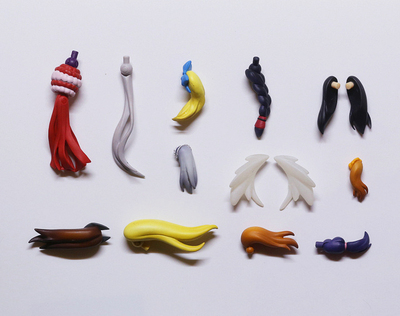 GSC 粘土人配件 辫子 蝴蝶结 发饰 马尾 头发呆毛A