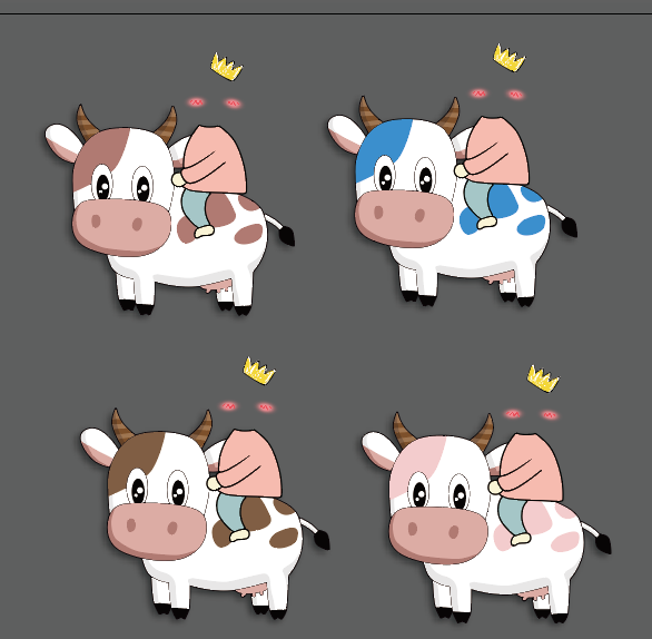 卡通牛坐骑头像素材卡通蓝色粉色奶牛宝宝宴迎宾牌小牛大头照生日