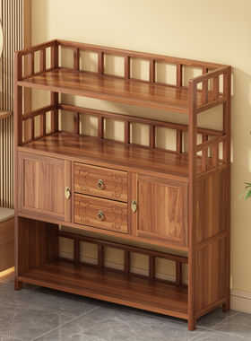 实木新中式茶柜置物架博古架茶叶柜茶室茶具茶叶展示柜多宝阁收纳