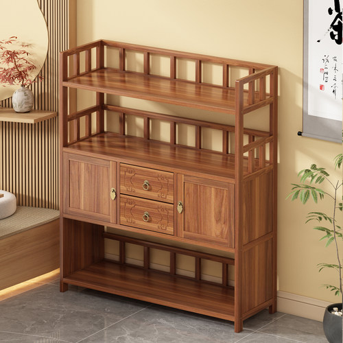实木新中式茶柜置物架博古架茶叶柜茶室茶具茶叶展示柜多宝阁收纳