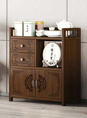 茶水柜小茶柜餐边柜实木客厅复古置物架办公室茶叶柜收纳储物柜子