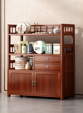 实木新中式博古架茶柜茶具茶叶置物架多宝阁茶架茶室办公室收纳柜