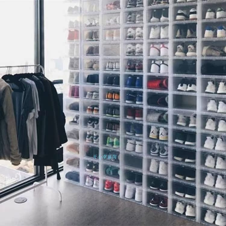 鞋盒亚克力透明收纳展示防尘球鞋收藏储物盒塑料组合防潮抖音包邮