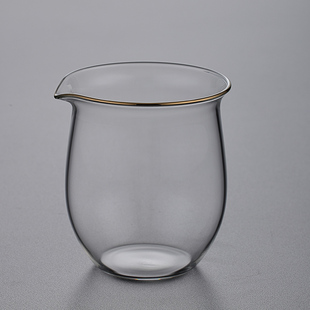 品德坊耐热玻璃无耳公道杯分茶器加厚描金公杯功夫茶具无忧茶海