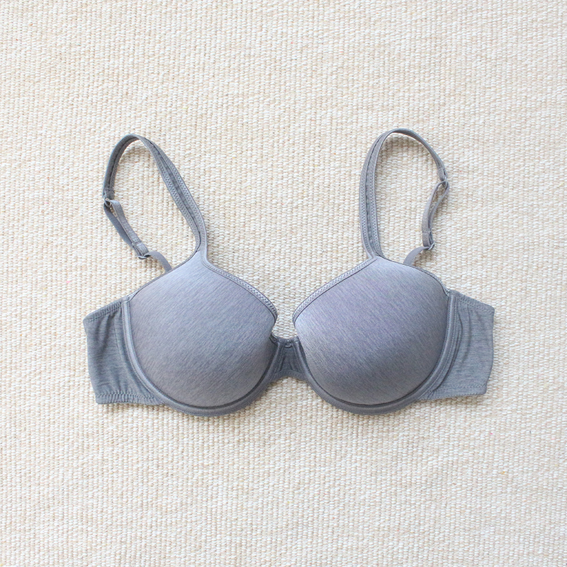 灰色简约光面文胸  薄罩杯舒适女士内衣 80b 85a