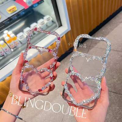 爱心叠叠乐水钻爱心手机壳适用苹果17promax/16pro/14/17pro