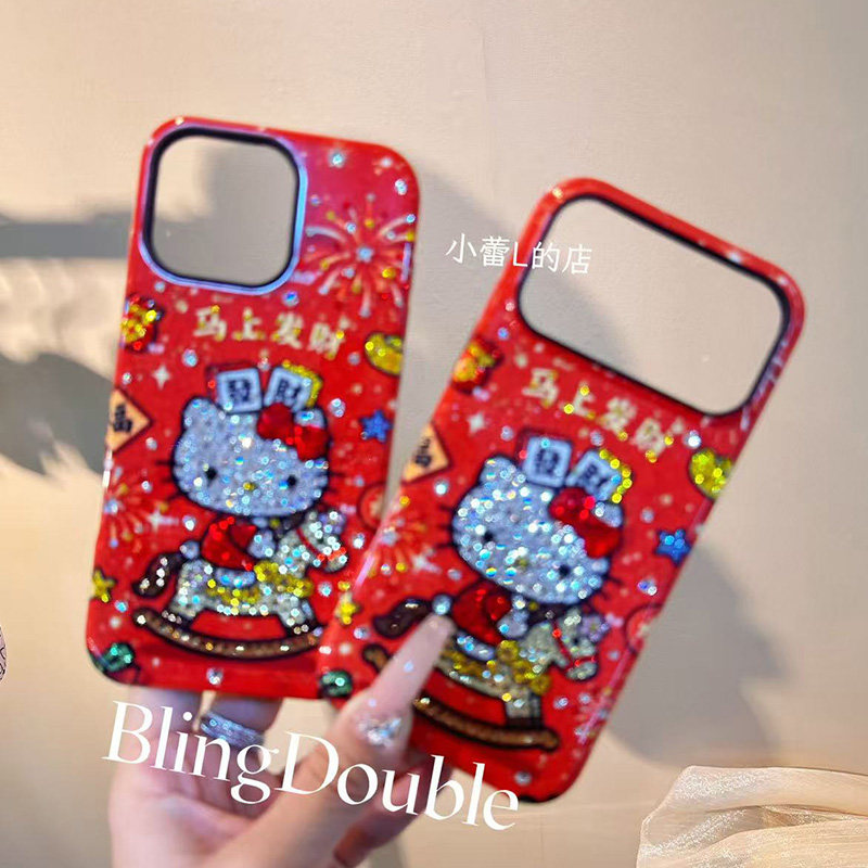 二合一马上发财马上有钱kitty红色水钻手机壳适用16苹果17promax,个性定制/设计服务/DIY,手机壳/保护套定制,淘宝优惠券,粉丝福利购,淘宝优惠卷