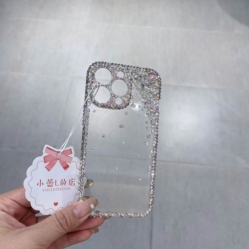 苹果15promax手机壳边框贴钻iphone14pro透明13女款网红个性ins套