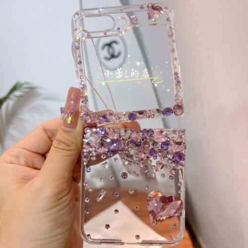 贴钻手工diy手机壳定制适用三星zfip4/5华为pocket2折叠女款透明