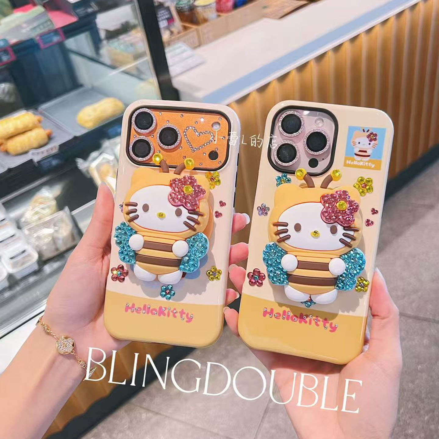 小蜜蜂水钻磁吸手机壳磁吸支架适用苹果17pm/16pro/17pro华为mate