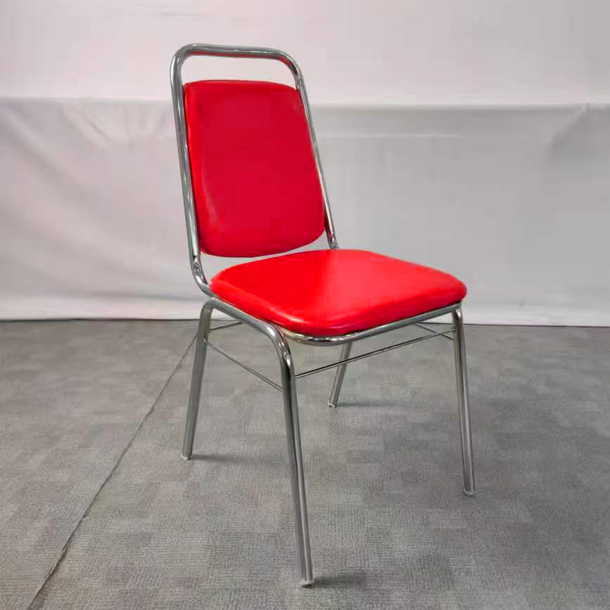 电镀钢架椅餐椅结实油腊皮四条腿钢管椅子火锅店餐厅港风简洁结实