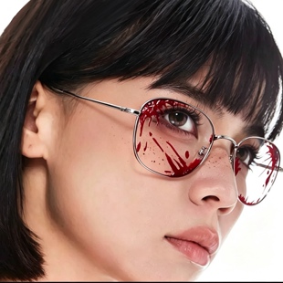 小红书手工喷溅眼镜框COS哥特定制动漫配饰眼镜血痕病娇女二次元