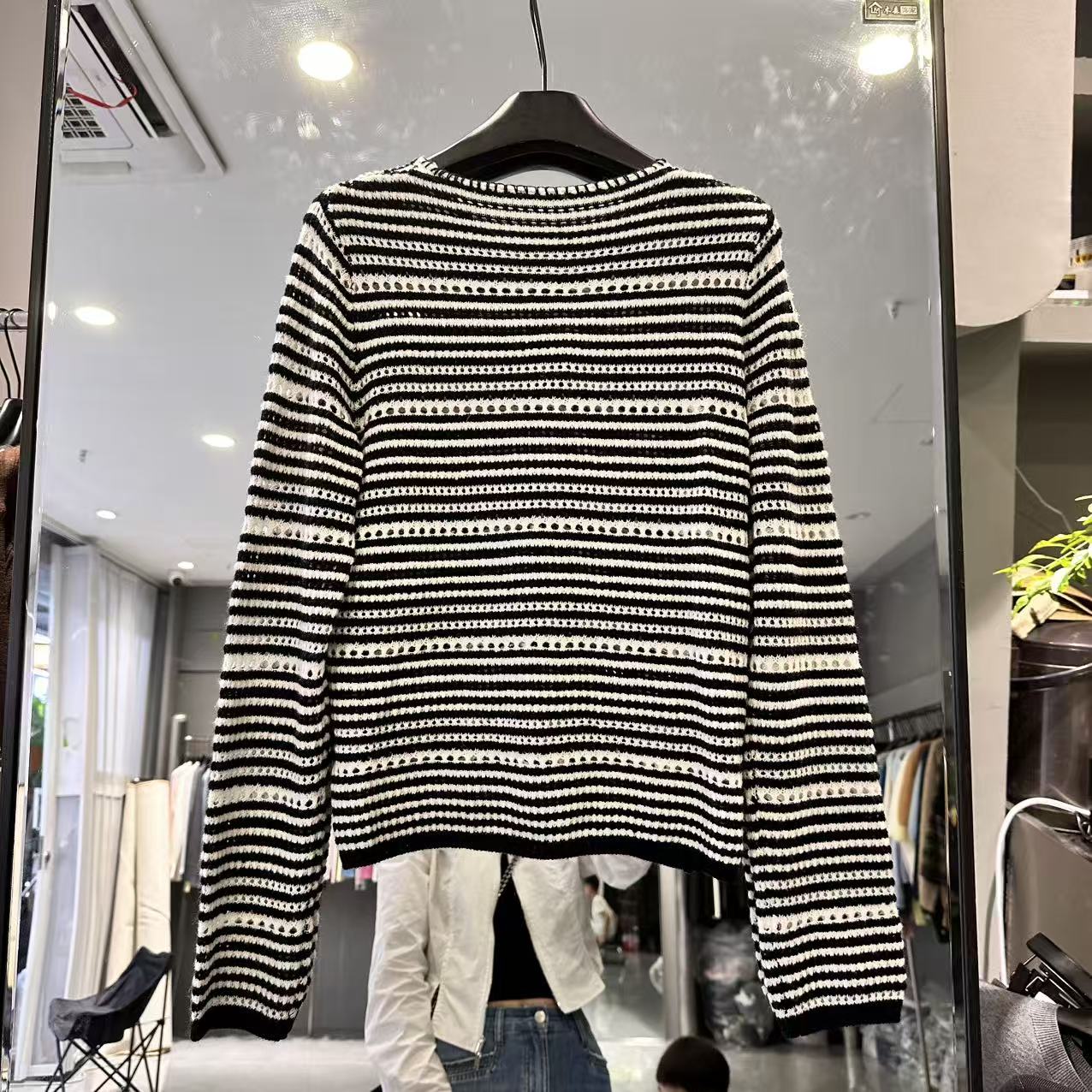 秋冬外搭撞色条纹针织开衫女外搭