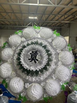 双层两米白色彩色折叠式高档成品花圈殡葬悼念伞式花圈手提袋