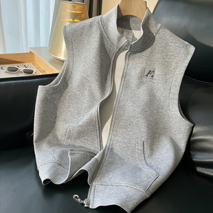 立领马甲女款春秋新款运动休闲薄款无袖卫衣外穿连帽背心马夹外套