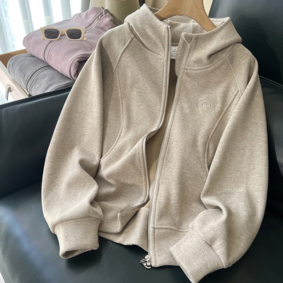 柜柜品质~加绒开衫卫衣外套女