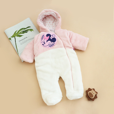 宝宝加绒爬服秋冬连帽加厚连体衣外出爬衣爬装外套