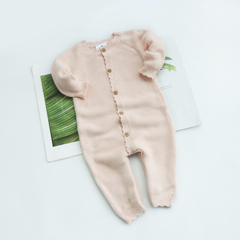 婴儿连体衣新生儿哈衣春秋季男女宝宝爬衣保暖针织外出爬服爬装