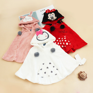 1-8岁婴儿斗篷春秋冬宝宝外出披风珊瑚绒可伸手儿童披肩上衣外套