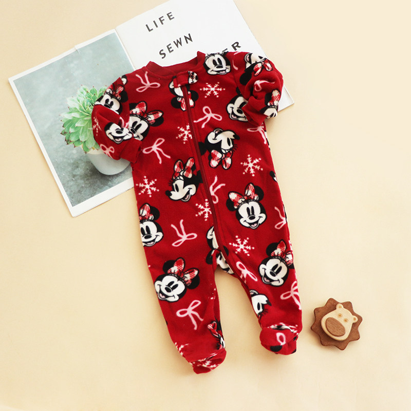 婴幼儿男宝女宝摇粒绒爬爬服春秋冬保暖连体衣拉链哈衣外套家居服