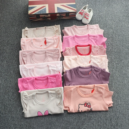 Детское хлопковое боди, летняя одежда для новорожденных, пижама для девочек, короткий рукав, 3-24 мес.