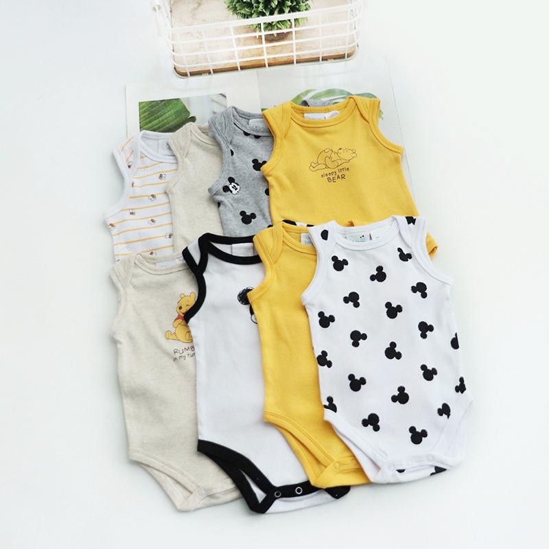 夏季宝宝连体衣可爱婴儿无袖背心哈衣新生儿夏天衣服包屁衣爬服