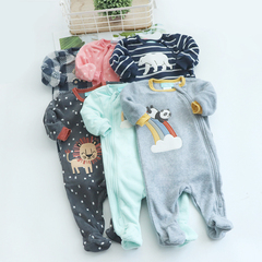 婴儿长袖连体衣秋冬款宝宝衣服秋装早秋保暖内衣蓄热摇粒绒爬服