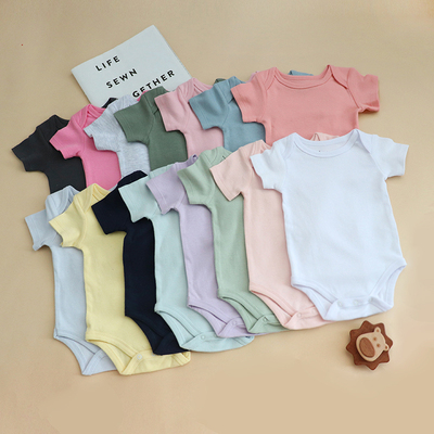 0-24个月三角短爬服纯色纯棉男宝女宝包屁衣爬衣连体衣爬行服