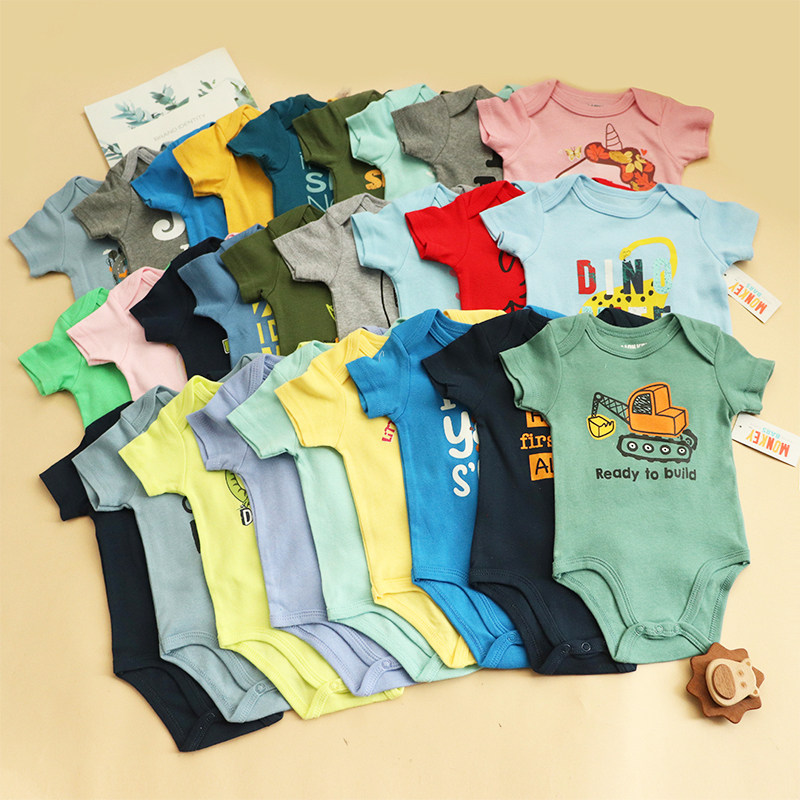 纯棉包屁衣婴儿连体哈衣新生儿衣服短袖宝宝三角爬服夏装3-24个月