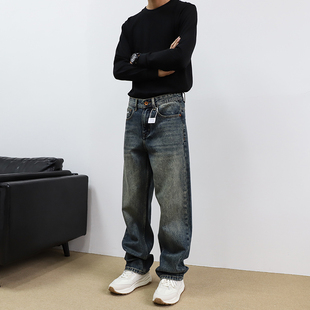 高端复古直筒牛仔裤 长裤 男士 高街宽松刺绣爆款 子 美式 秋冬2025新款