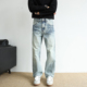 潮牌水洗浅色宽松直筒牛仔裤 男士 2026秋冬新款 美式 设计感休闲长裤