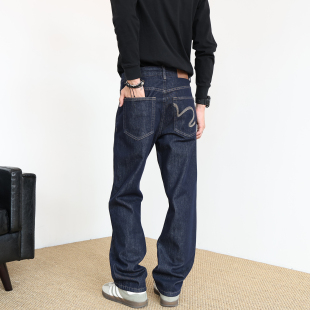 复古水洗休闲丹宁原色宽松长裤 刺绣直筒牛仔裤 2026新款 美式 子 男款