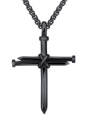 欧美钛钢铸造钢钉子十字架男士吊