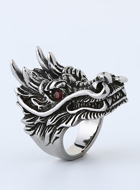 欧美时尚复古单身潮男动物指环个