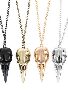 新款欧美朋克立体金属乌鸦头骨骷