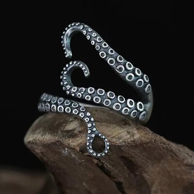 欧美时尚霸气章鱼触手开口指环朋