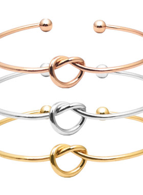 欧美饰品几何简约爱心交叉手镯开