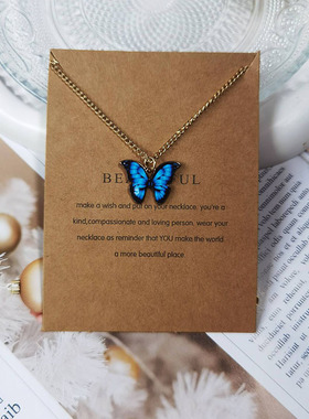 欧美跨境热销波西米亚蝴蝶吊坠项