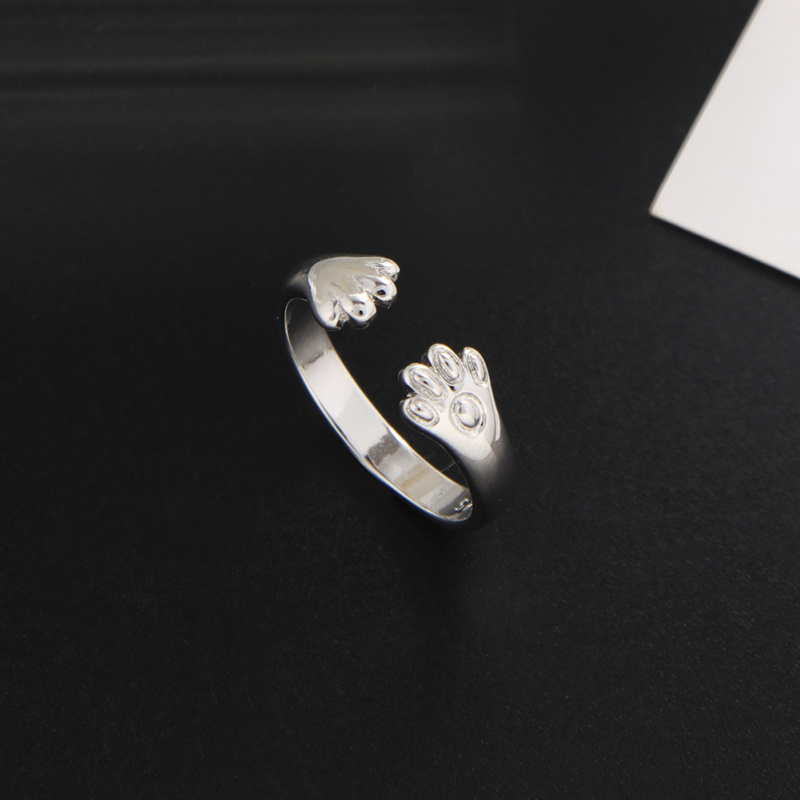 新款戒指女款电镀时尚创意猫爪开口尾戒合金开口可调节指环批发