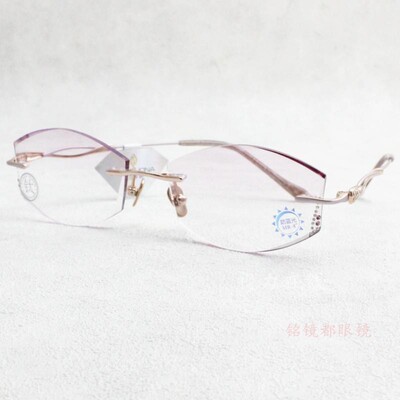 新款女式无框切边纯钛镜架时尚