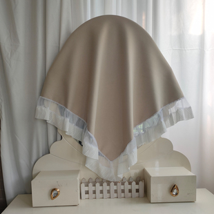 镜子罩盖布盖巾防尘罩遮挡布复古小圆镜纯色装饰纱帘家用圆形简约