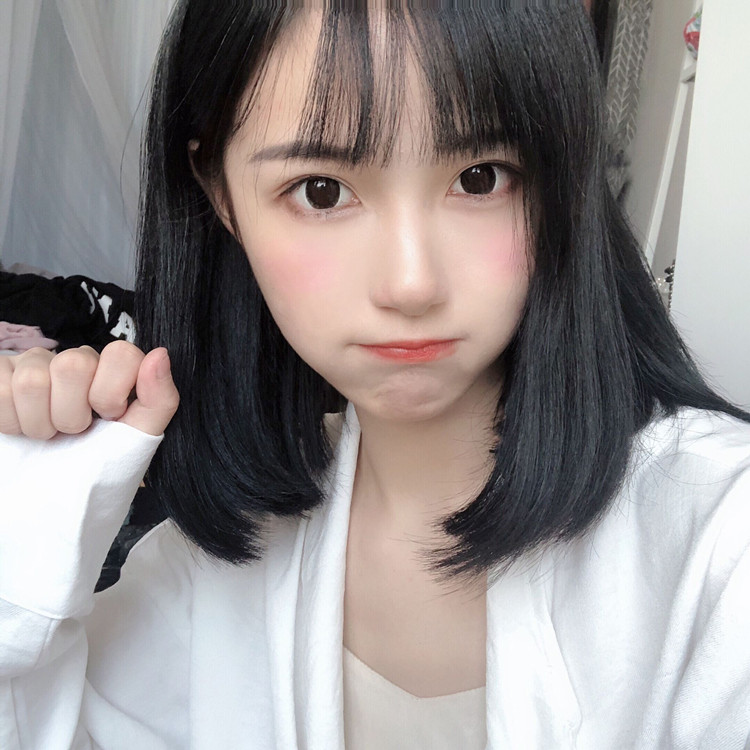网红可爱假发女中长发自然逼真齐肩锁骨蓬松黑色短直发无痕全头套