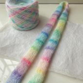 棒针编织彩虹不规则段染喷毛空心纱线 娃衣包包衣服帽子围巾线材