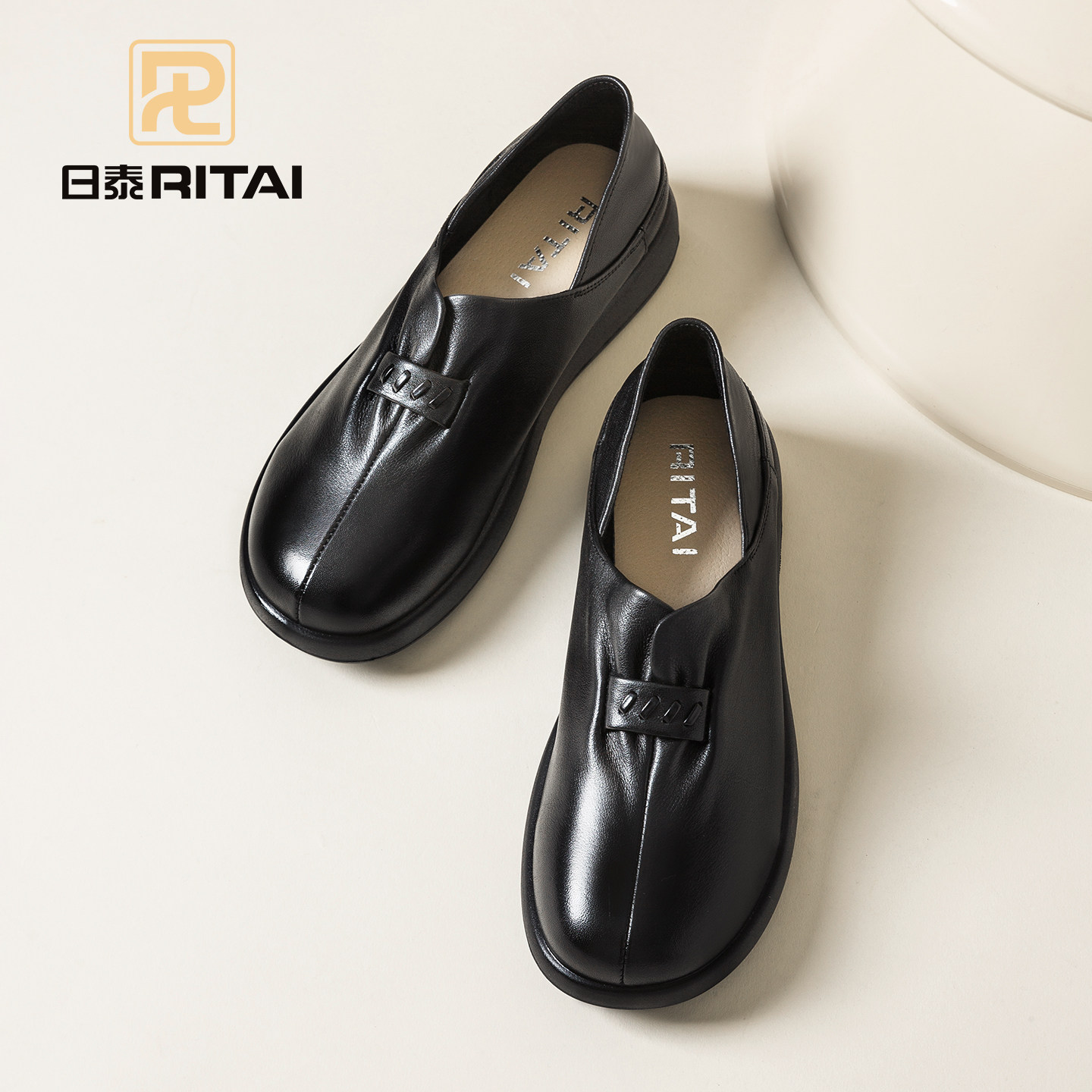 日泰妈妈鞋春季新款平底软底女单鞋真皮懒人一脚蹬浅口通勤小皮鞋,女鞋,浅口单鞋,淘宝优惠券,粉丝福利购,淘宝优惠卷