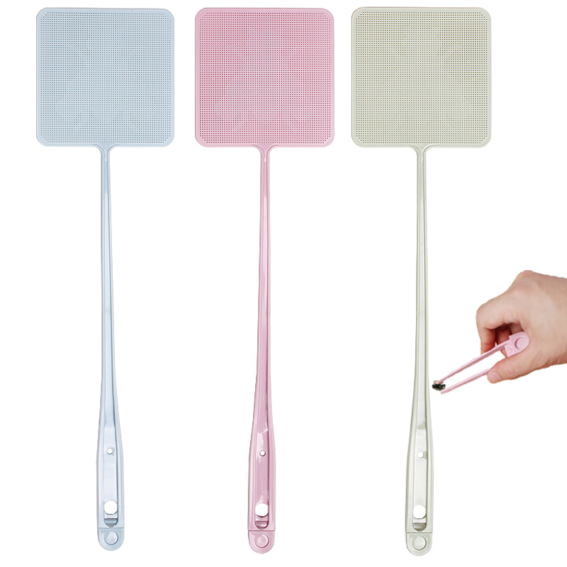 配夹子加厚网面塑料苍蝇拍夏季家用耐用蚊子拍加长手柄灭苍蝇拍子