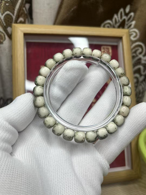 9x8糯冰小细星河豚星月菩提手串一物一图人工精抛石玉料