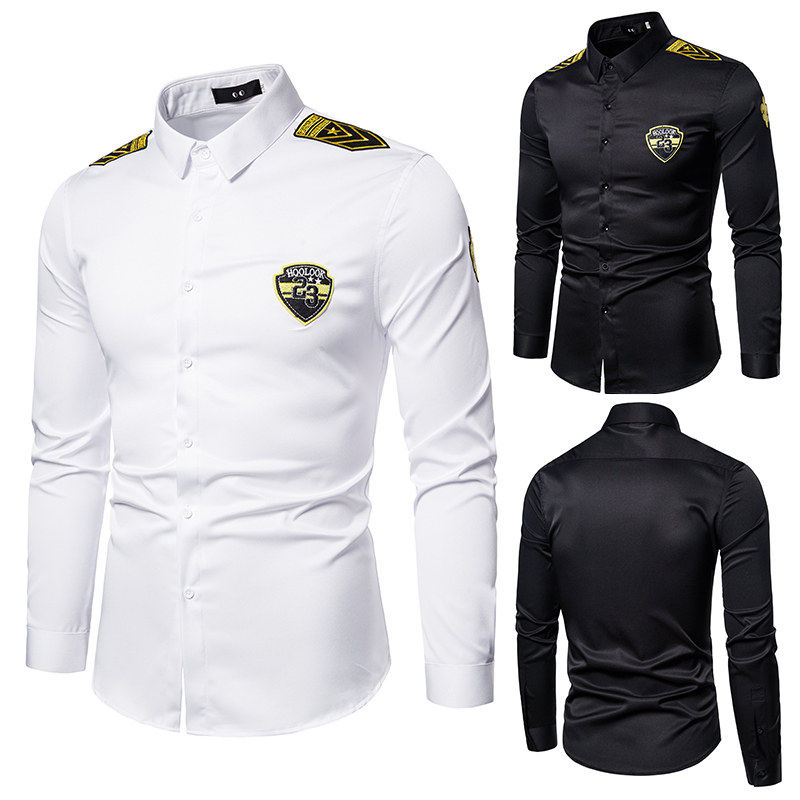 潮流空少制服衬衣酒吧KTV餐厅发型师工作服男修身免烫服务员衬衫