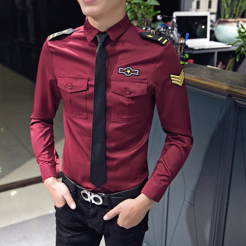 空少制服中性风衬衫发型师酒吧KTV台球厅服务员工作服男女衬衣