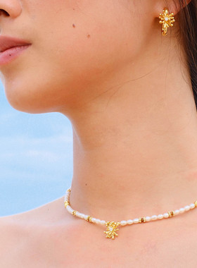 虎眼石珍珠项链串珠精致复古高级